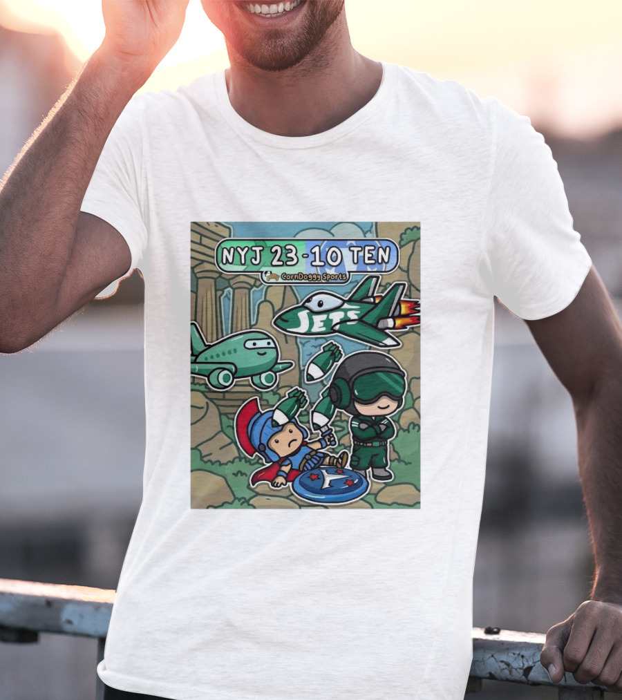 NYJ 23 10 TEN CornDoggy Sports New York Jets Tennessee Titans Fan T-Shirt