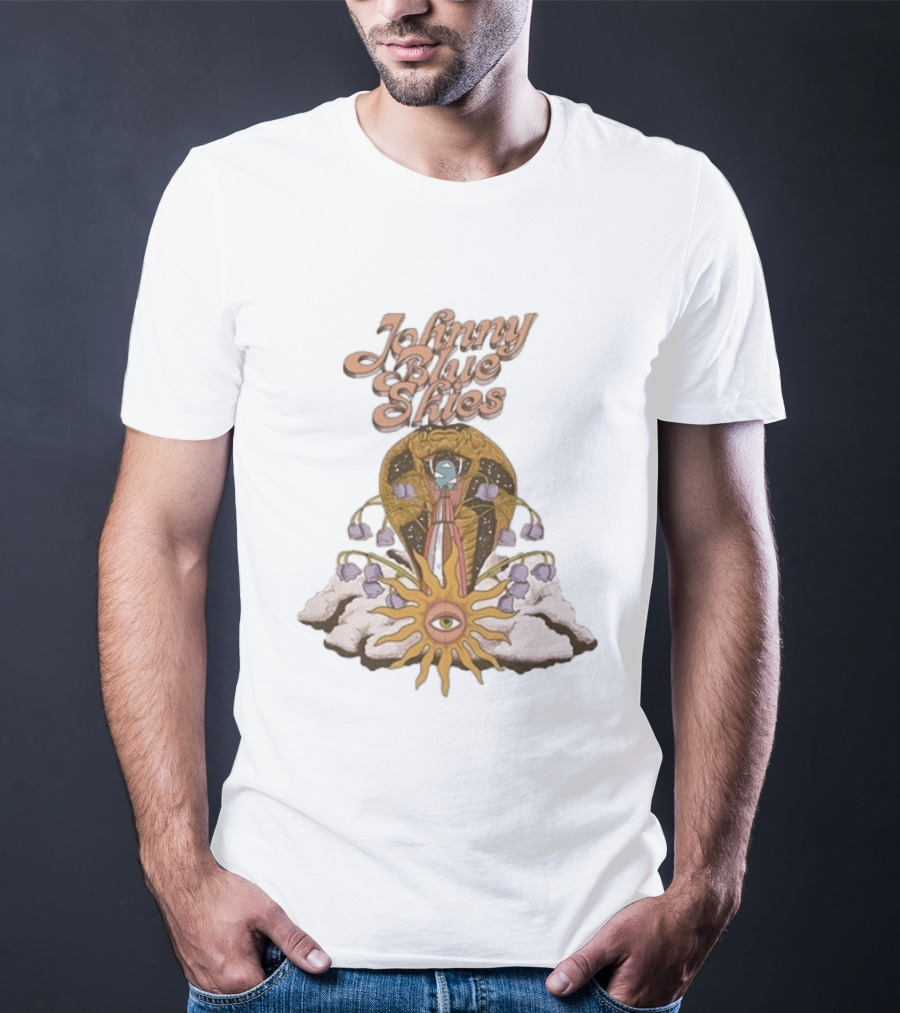 Johnny Blue Skies Snake Vintage Psychedelic Sunflower And Clouds T-Shirt