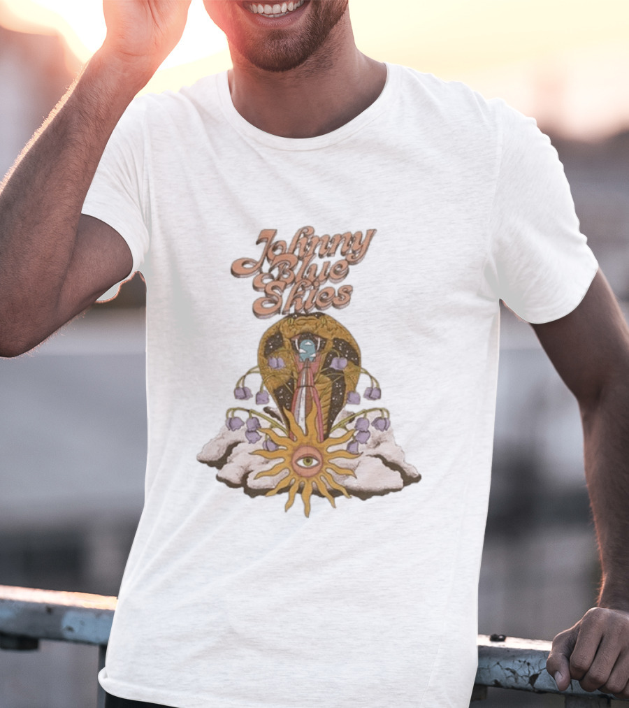 Johnny Blue Skies Snake Vintage Psychedelic Sunflower And Clouds T-Shirt