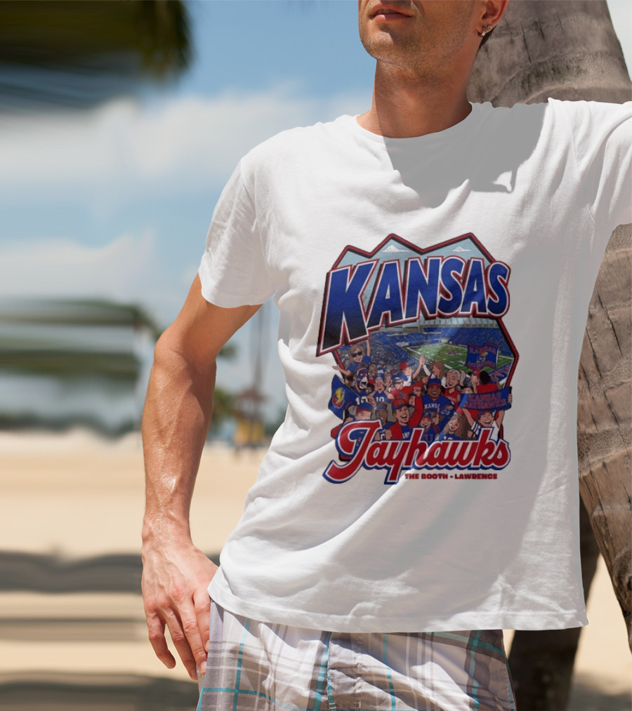 Kansas Jayhawks The Booth Lawrence Kansas Memorial Stadium Game Day Crowd T-Shirt