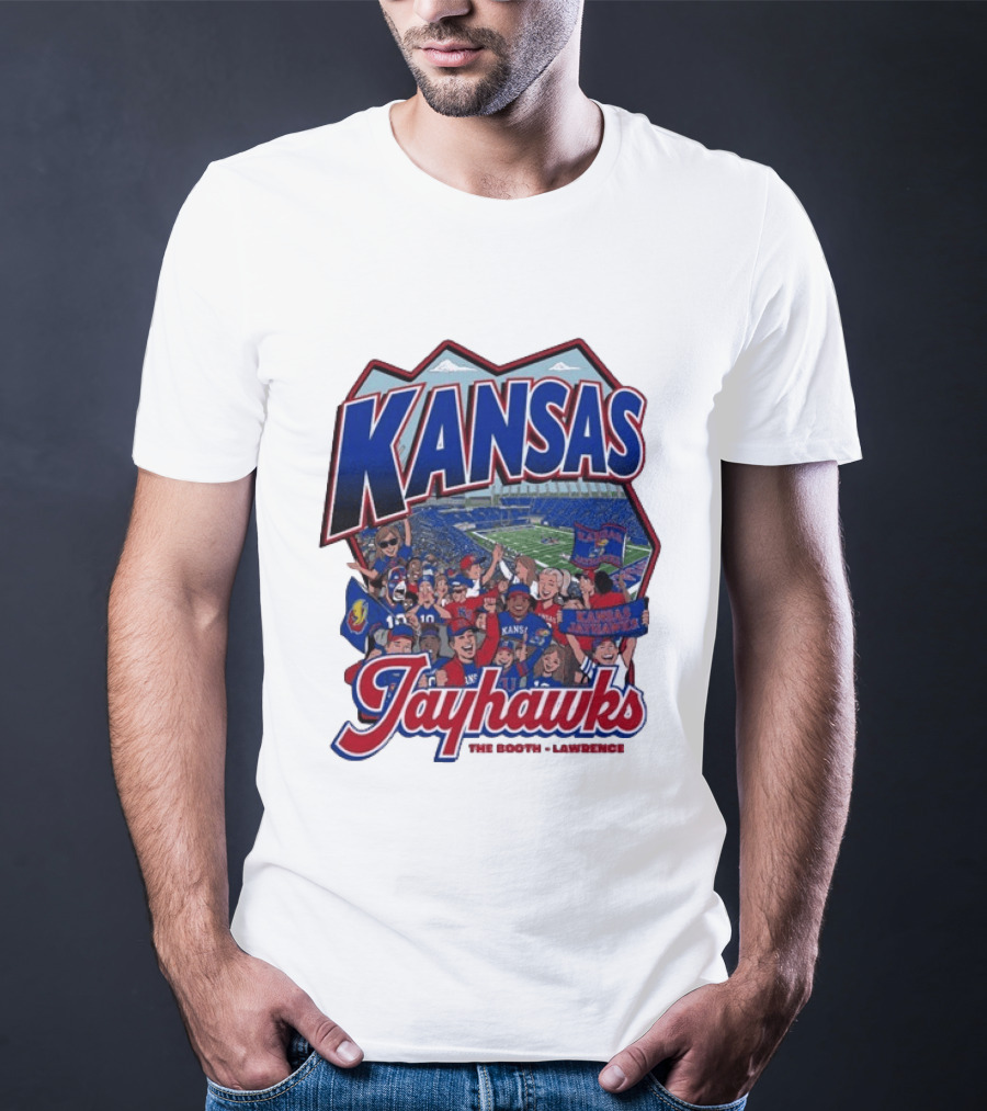Kansas Jayhawks The Booth Lawrence Kansas Memorial Stadium Game Day Crowd T-Shirt