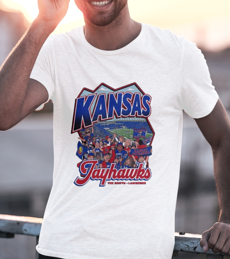 Kansas Jayhawks The Booth Lawrence Kansas Memorial Stadium Game Day Crowd T-Shirt