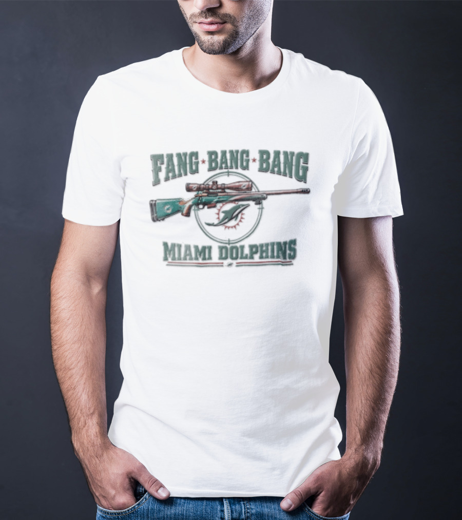 Fang Bang Bang Miami Dolphins Sniper Rifle Scope Crosshair Distressed T-Shirt