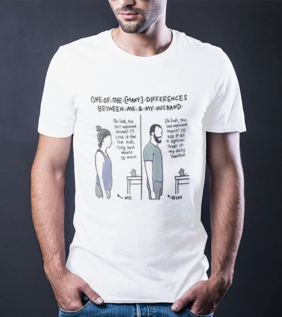 Momlife Comics Differences Between Me And My Husband Cartoon Line Couple T-Shirt