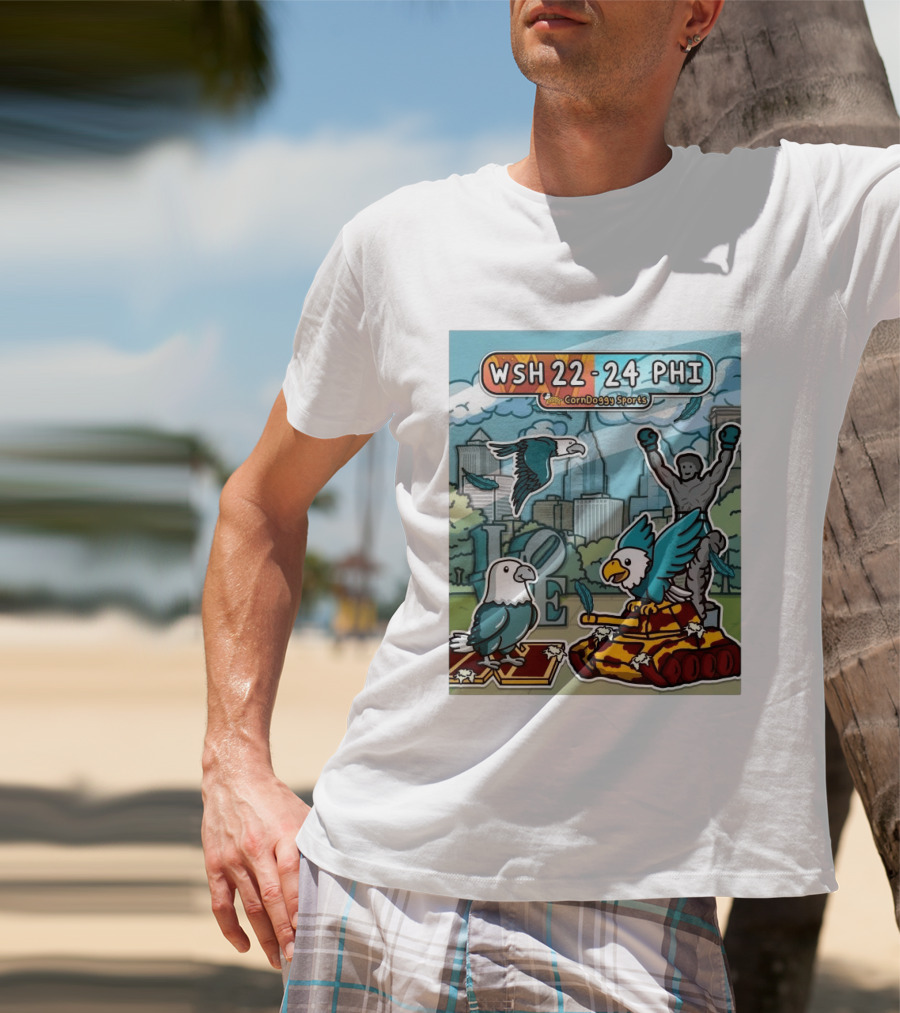 CornDoggy Sports WSH 22 24 PHI Washington Vs Philadelphia Eagles And Tank Scene T-Shirt