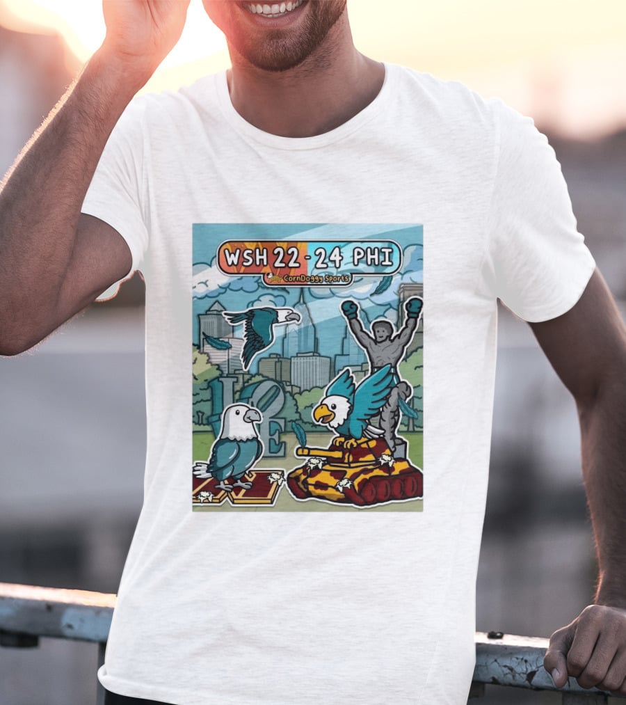 CornDoggy Sports WSH 22 24 PHI Washington Vs Philadelphia Eagles And Tank Scene T-Shirt