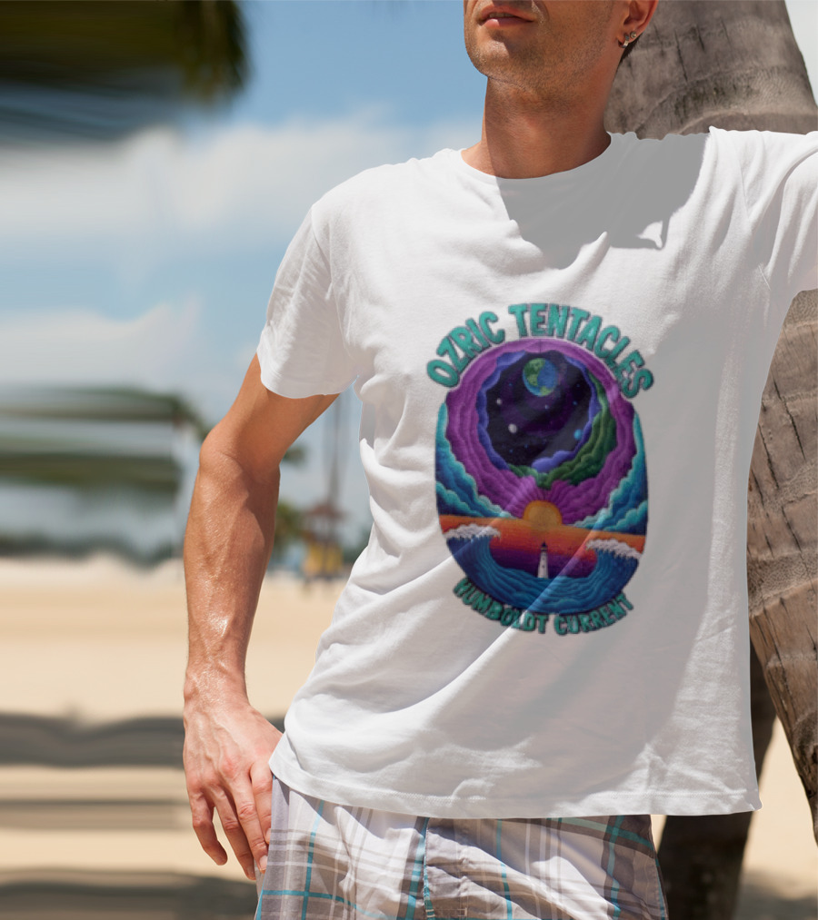 Ozric Tentacles Humboldt Current Ocean Lighthouse Sunset Planet Waves T-Shirt