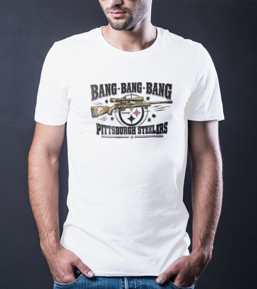 Bang Bang Bang Pittsburgh Steelers Sniper Rifle Target T-Shirt