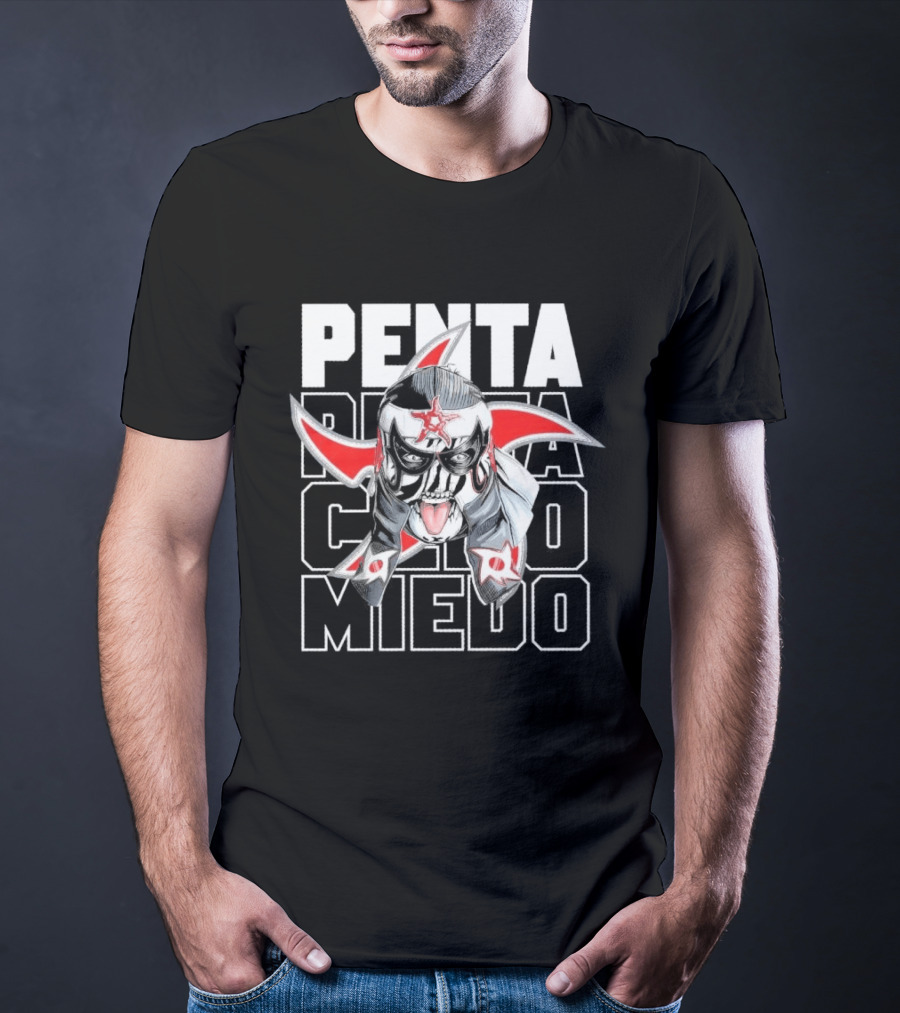 Penta Lucha Libre Cero Miedo Bold Text Red White T-Shirt