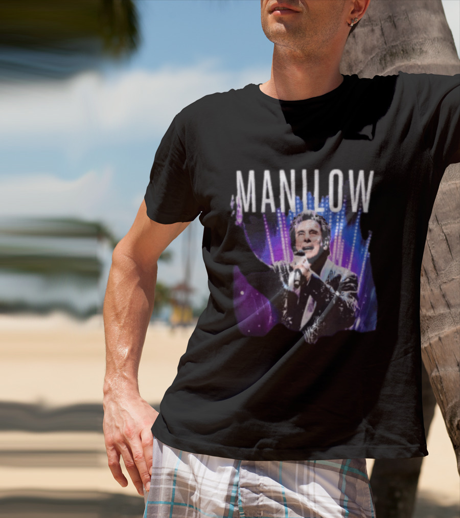 Manilow Concert Tour Photo With Microphone And Lights T-Shirt