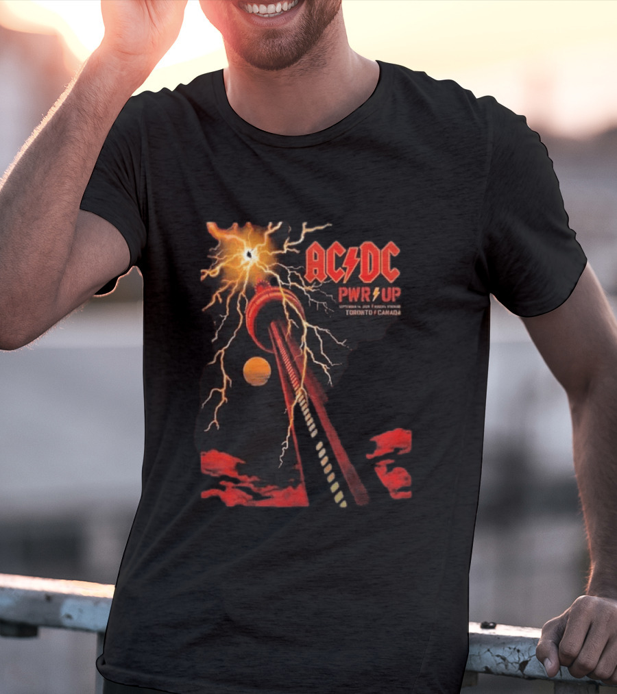 ACDC PWR UP Tour Toronto Canada Event September 16 2026 Rogers Stadium Thunderstruck CN Tower T-Shirt