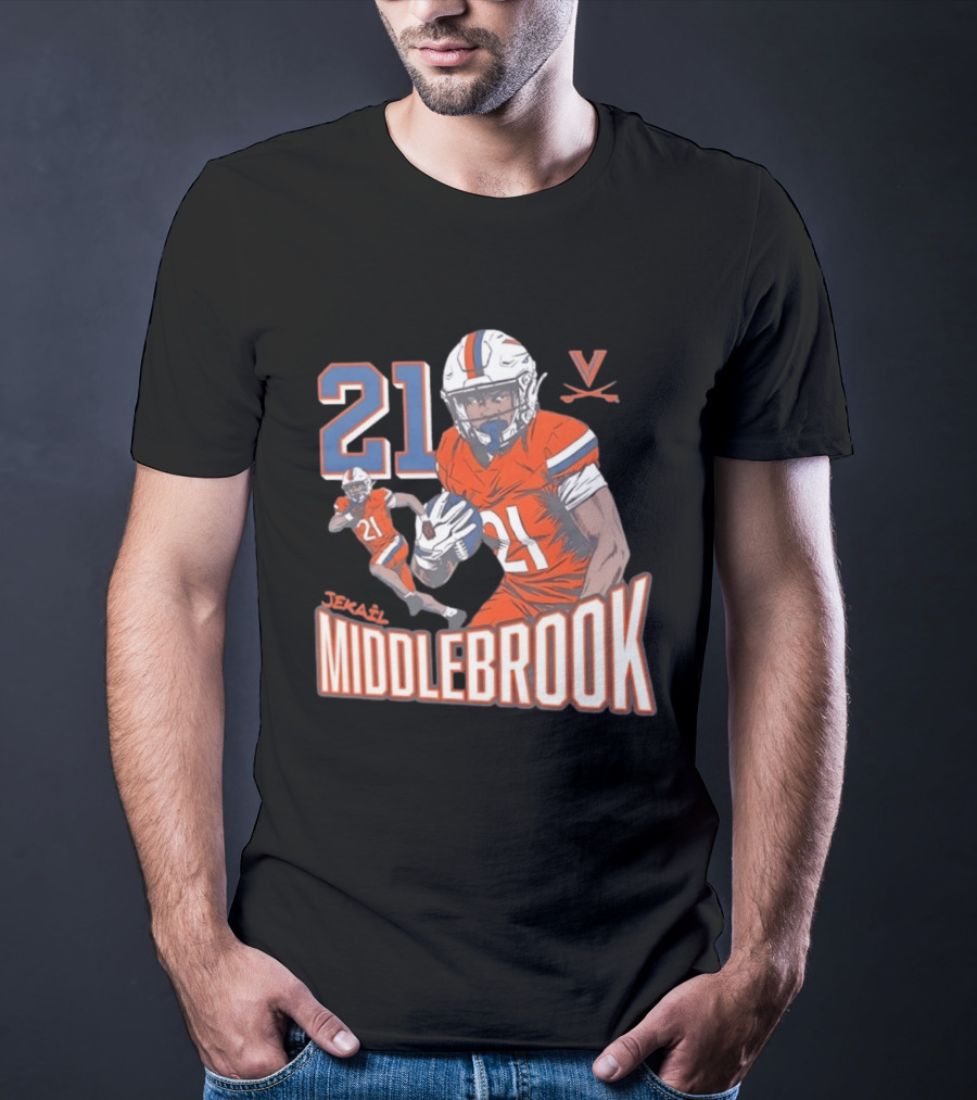 Jekail Middlebrook 21 Virginia Cavaliers Football Player T-Shirt