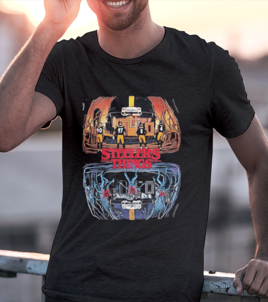 Pittsburgh Steelers Halloween Upside Down Stranger Things T-Shirt