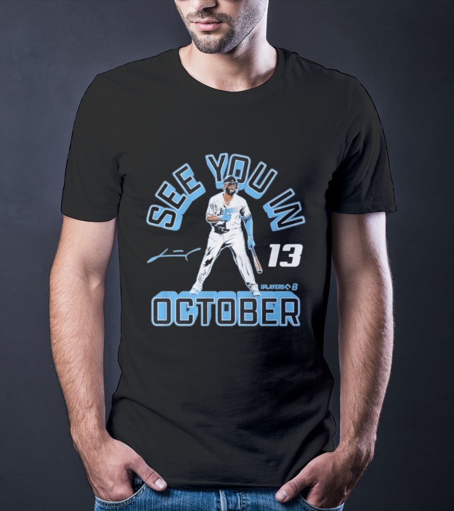 Junior Caminero See You In October Players 13 Signature Baseball T-Shirt
