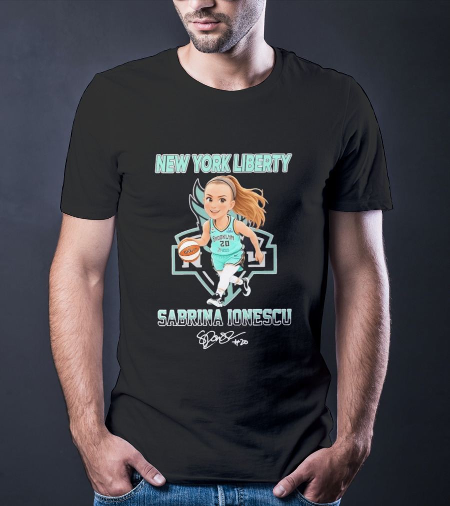 New York Liberty Sabrina Ionescu Brooklyn No 20 Chibi Basketball T-Shirt