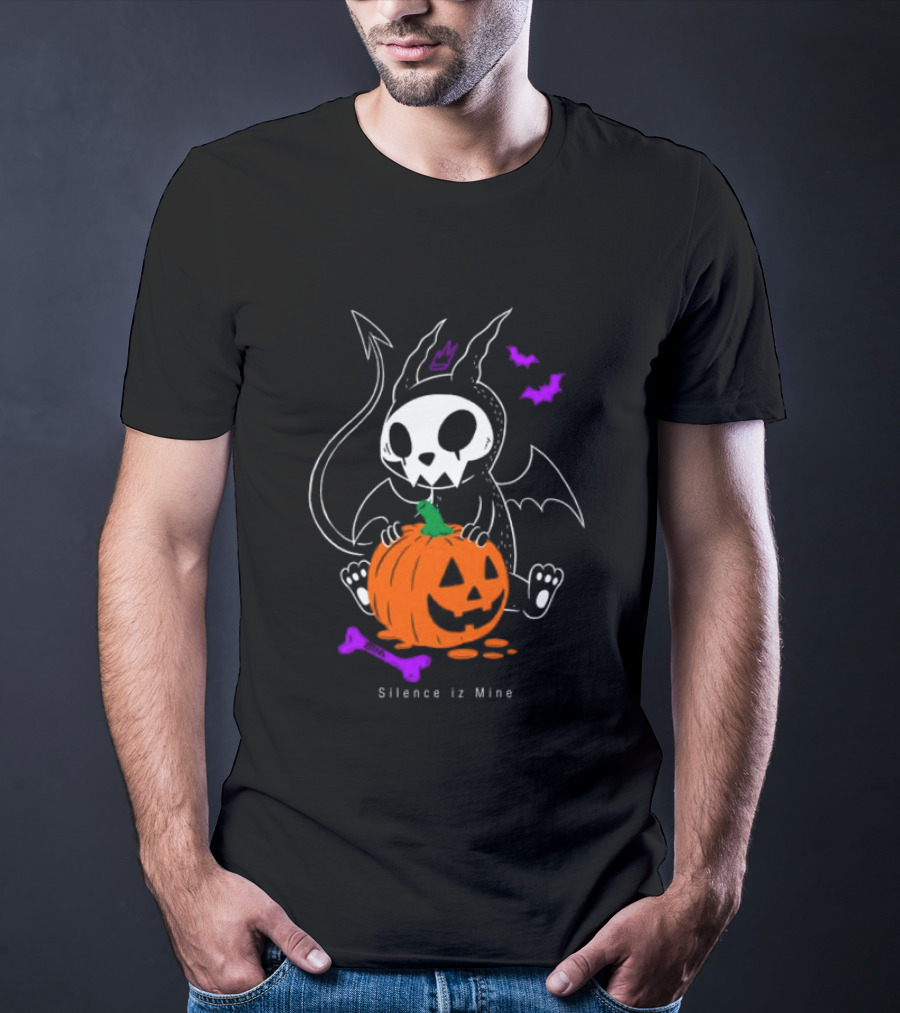 Silence Iz Mine Sim Store Rolling Cradle Black Purple Halloween Characters Pumpkin Bats T-Shirt