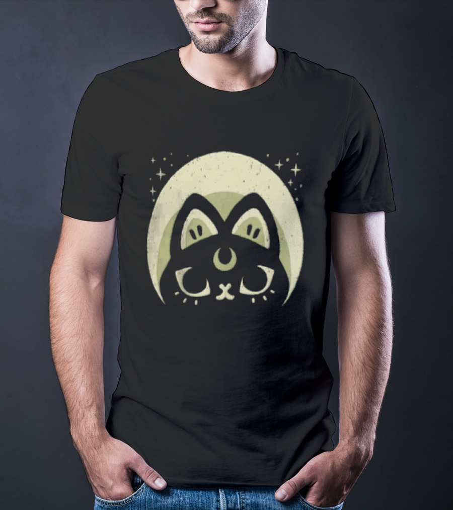Half Moon Witchy Cat Lunar Magic Mystic Feline T-Shirt