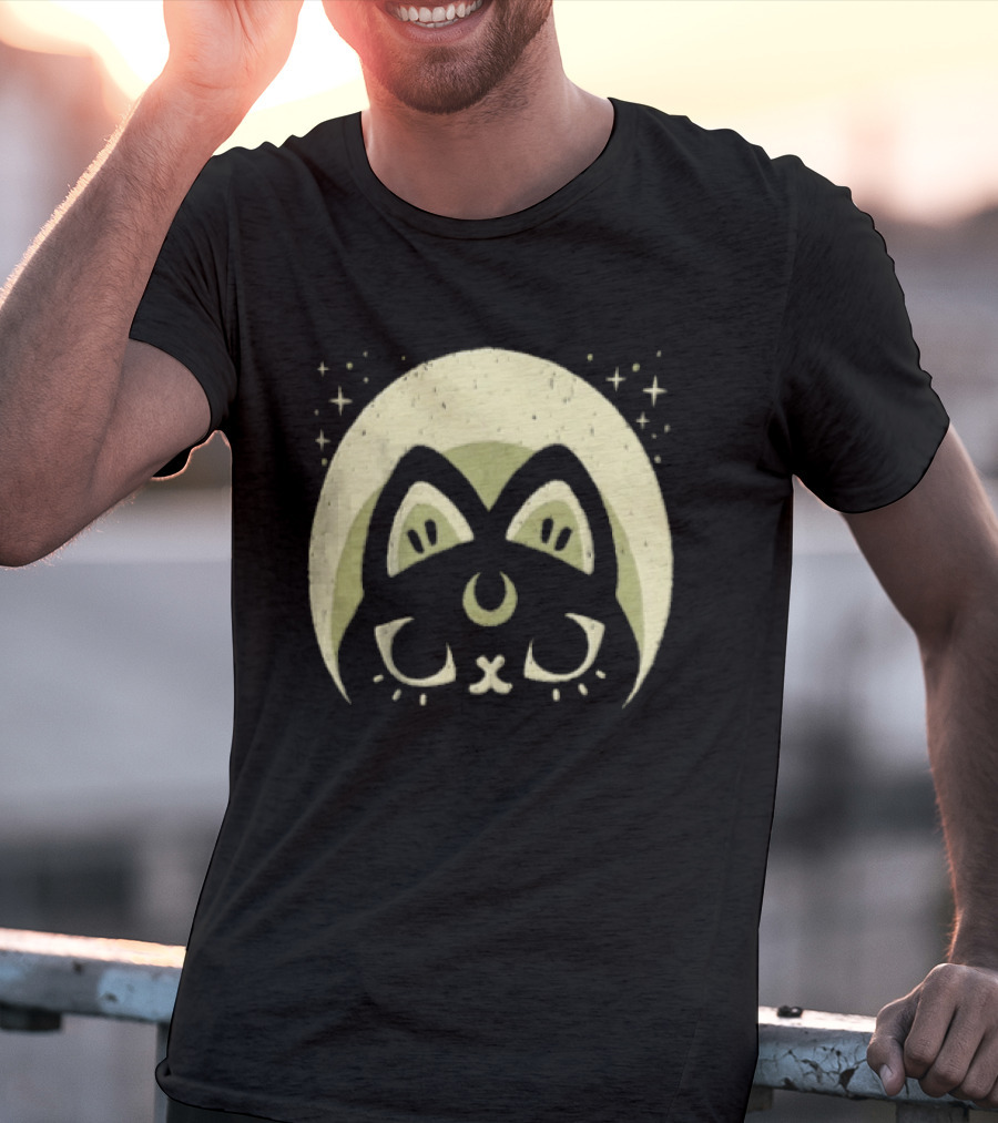 Half Moon Witchy Cat Lunar Magic Mystic Feline T-Shirt