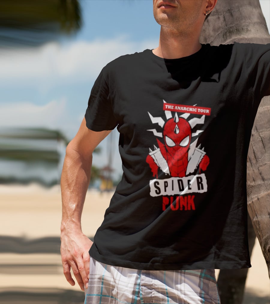 Spider Punk The Anarchic Tour Comic Style Spiked Hero T-Shirt
