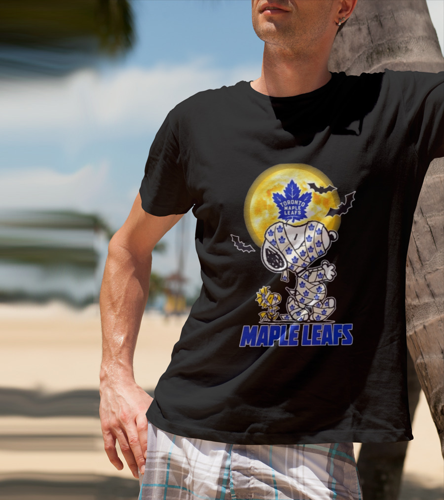 Toronto Maple Leafs Snoopy Woodstock Mummy Halloween Collaboration T-Shirt