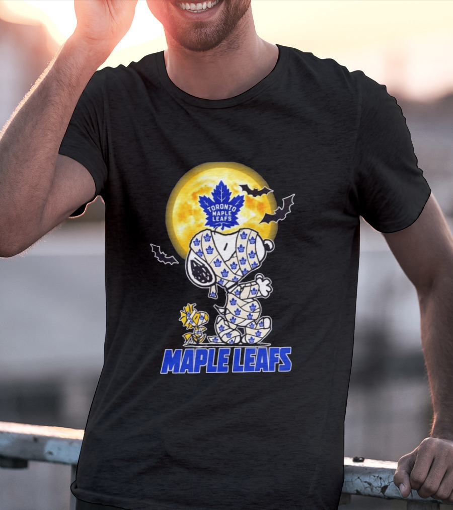 Toronto Maple Leafs Snoopy Woodstock Mummy Halloween Collaboration T-Shirt