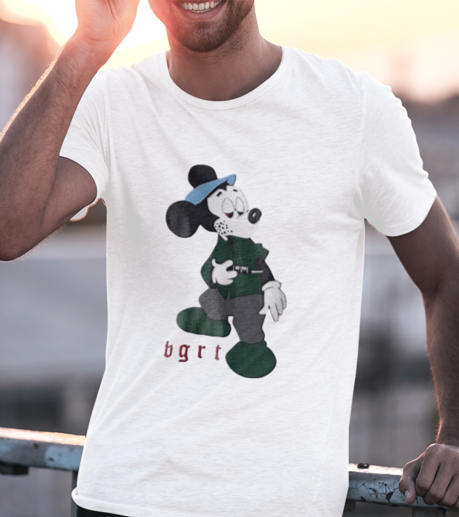 BGRT Cartoon Mouse Green Jacket Syringe Cigarette T-Shirt