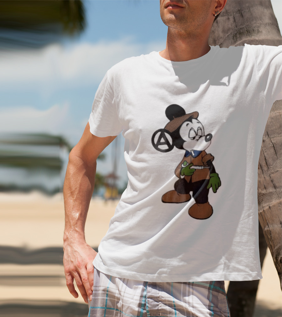 Bootleg Halftone Cartoon Mouse Anarchy Syringe T-Shirt