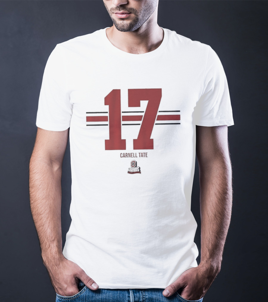 Ohio State Buckeyes Carnell Tate 17 Stripe Football T-Shirt