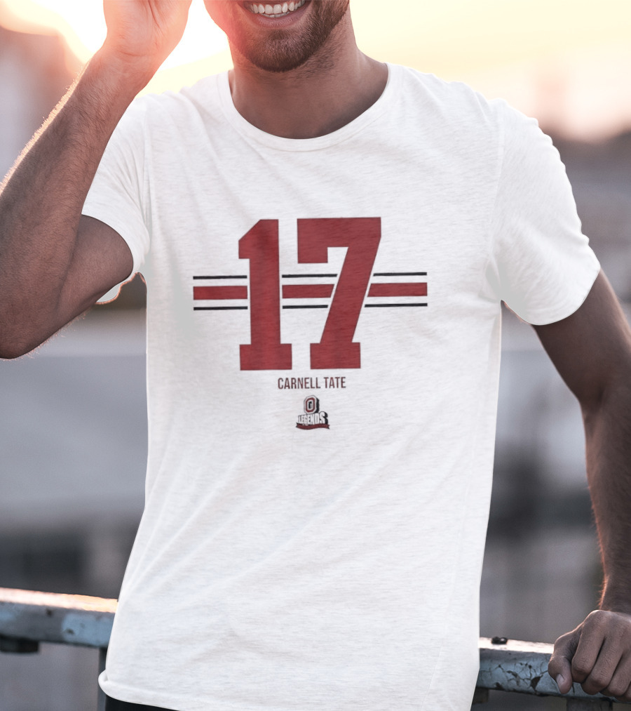 Ohio State Buckeyes Carnell Tate 17 Stripe Football T-Shirt