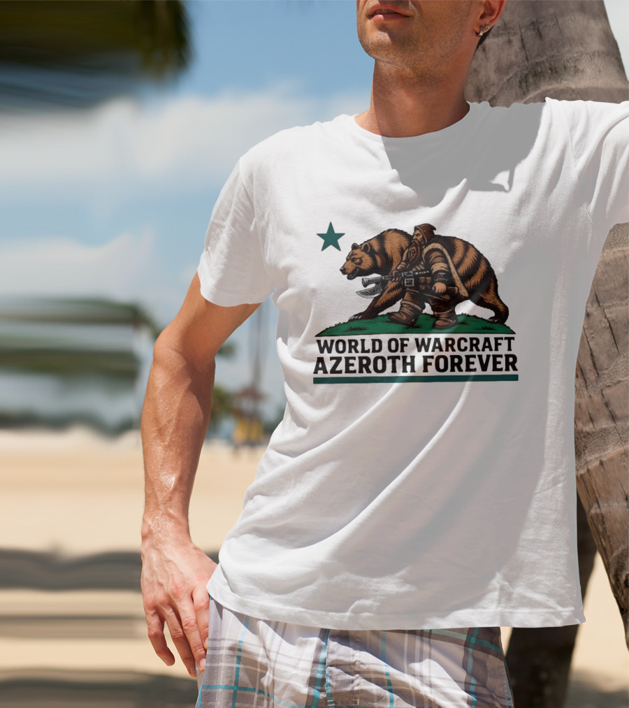 World Of Warcraft Azeroth Forever Dwarf With Bear Companion T-Shirt