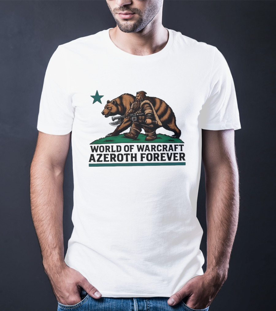 World Of Warcraft Azeroth Forever Dwarf With Bear Companion T-Shirt