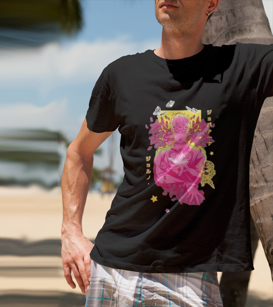 Giorno Giovanna JoJo's Bizarre Adventure Romaji Butterflies Neon Manga T-Shirt