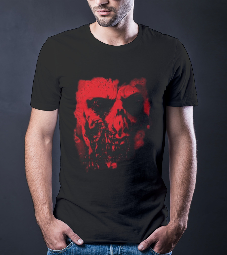 Heavy Spoilers Shop Infected Skull Horror Face T-Shirt