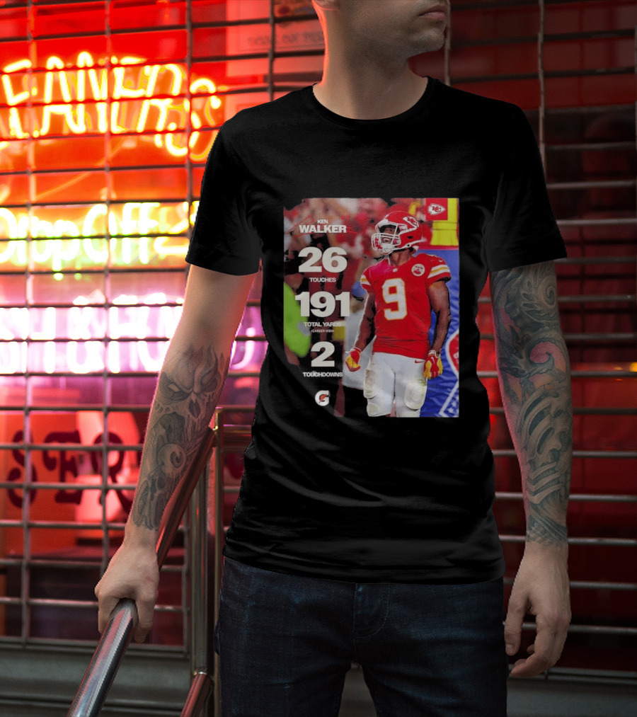 Ken Walker Kansas City Chiefs Career High 26 Touches 191 Total Yards 2 Touchdowns T-Shirt