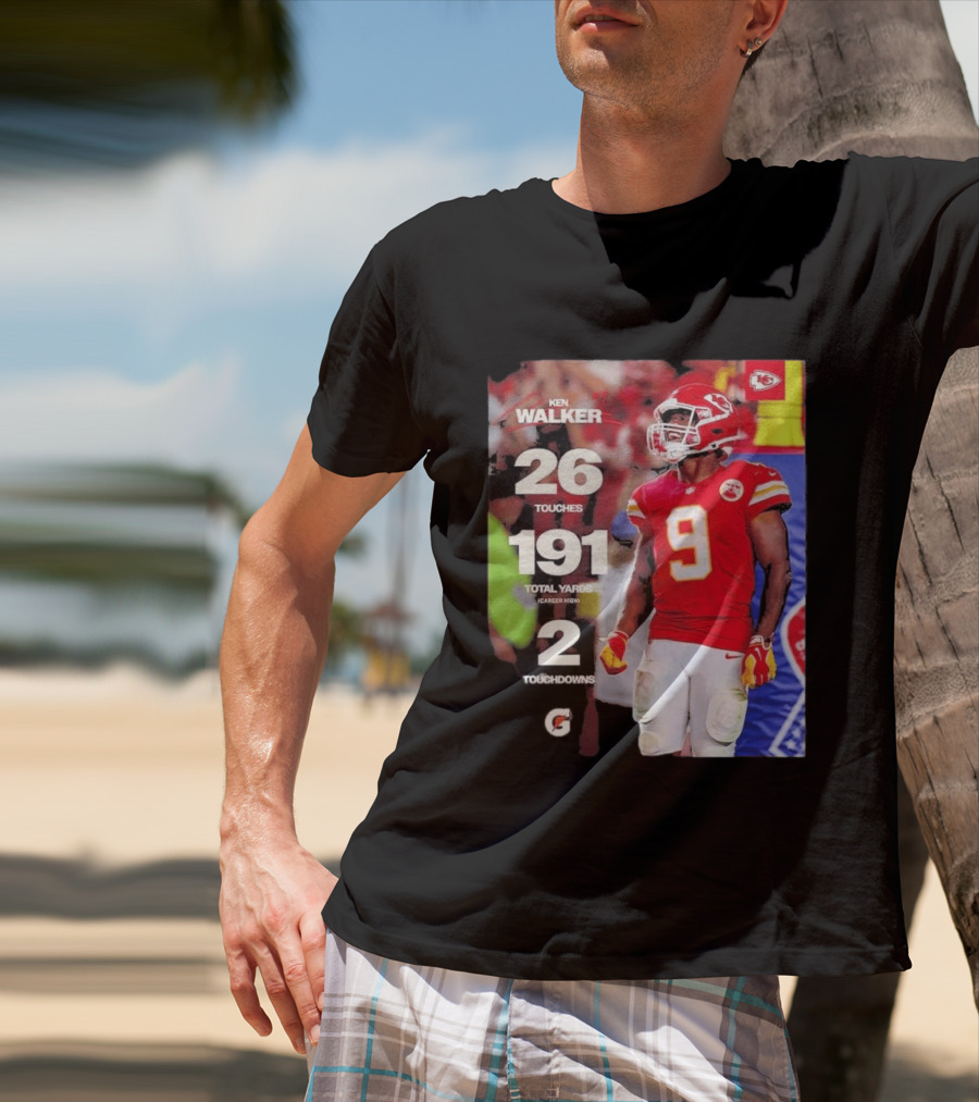 Ken Walker Kansas City Chiefs Career High 26 Touches 191 Total Yards 2 Touchdowns T-Shirt