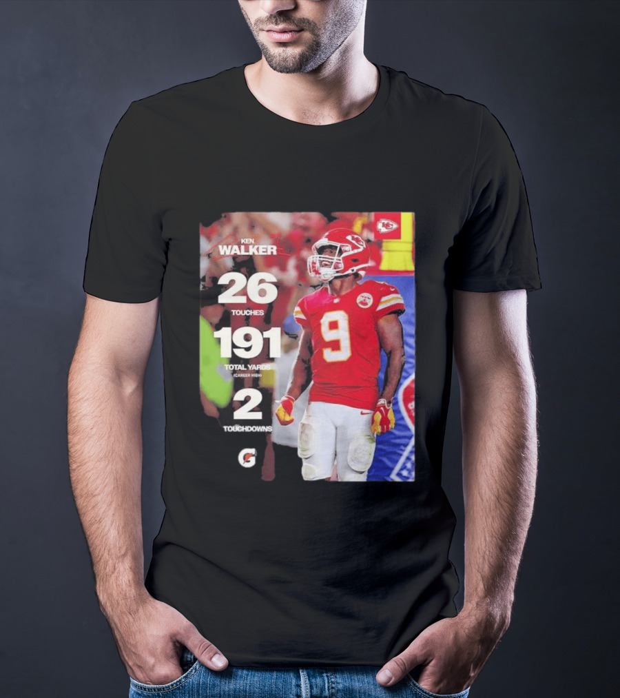 Ken Walker Kansas City Chiefs Career High 26 Touches 191 Total Yards 2 Touchdowns T-Shirt