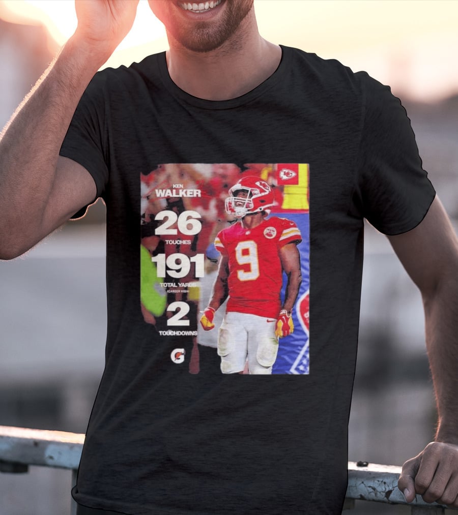 Ken Walker Kansas City Chiefs Career High 26 Touches 191 Total Yards 2 Touchdowns T-Shirt