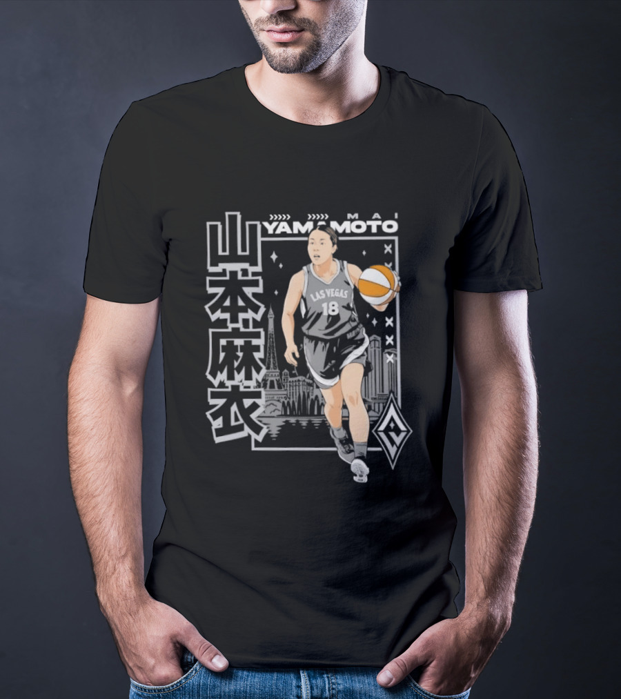 Las Vegas Aces Mai Yamamoto Anime Basketball City Skyline T-Shirt