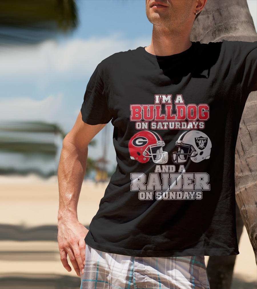 I'm A Bulldog On Saturdays And A Raider On Sundays Georgia G Helmet Raiders Helmet T-Shirt