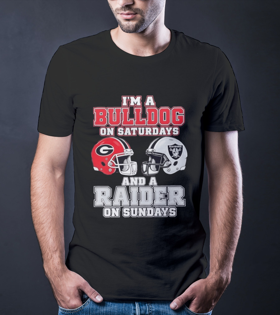 I'm A Bulldog On Saturdays And A Raider On Sundays Georgia G Helmet Raiders Helmet T-Shirt
