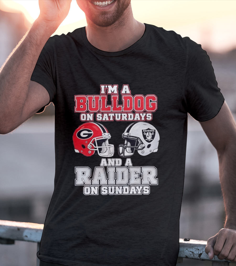I'm A Bulldog On Saturdays And A Raider On Sundays Georgia G Helmet Raiders Helmet T-Shirt
