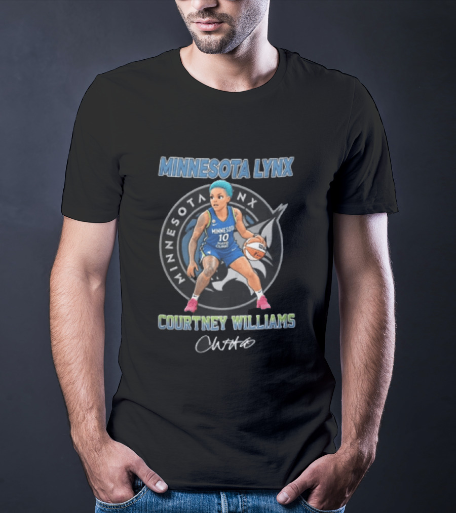Minnesota Lynx Courtney Williams Cartoon Caricature Dribbling Basketball T-Shirt