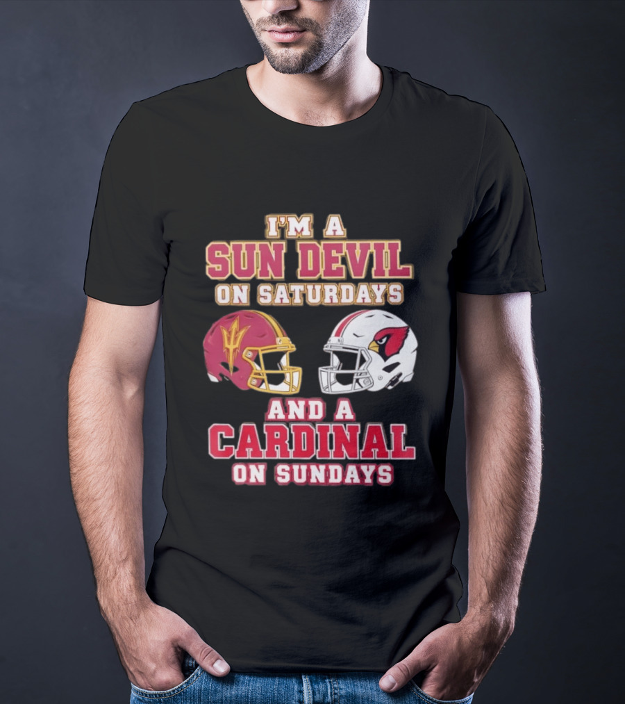 I'm A Sun Devil On Saturdays And A Cardinal On Sundays Helmet T-Shirt