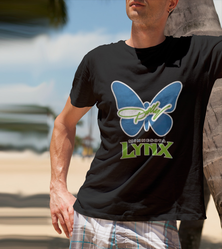 Minnesota Lynx WNBA Blue Butterfly Dolly Green Script T-Shirt