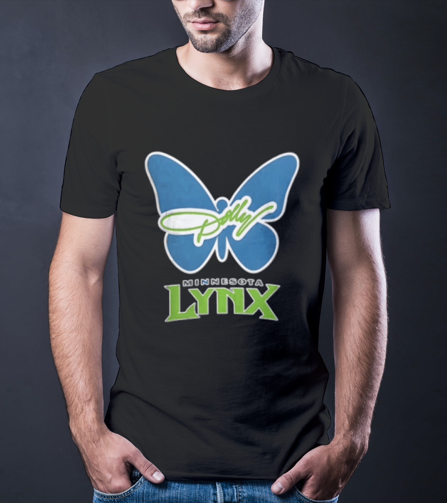 Minnesota Lynx WNBA Blue Butterfly Dolly Green Script T-Shirt