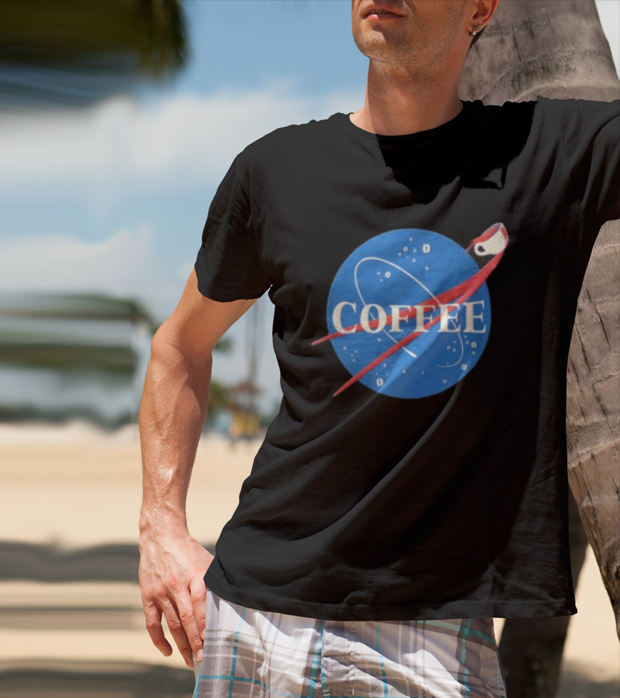 Nasa Coffee Meatball Spilling Cup Orbit Beans Distressed T-Shirt