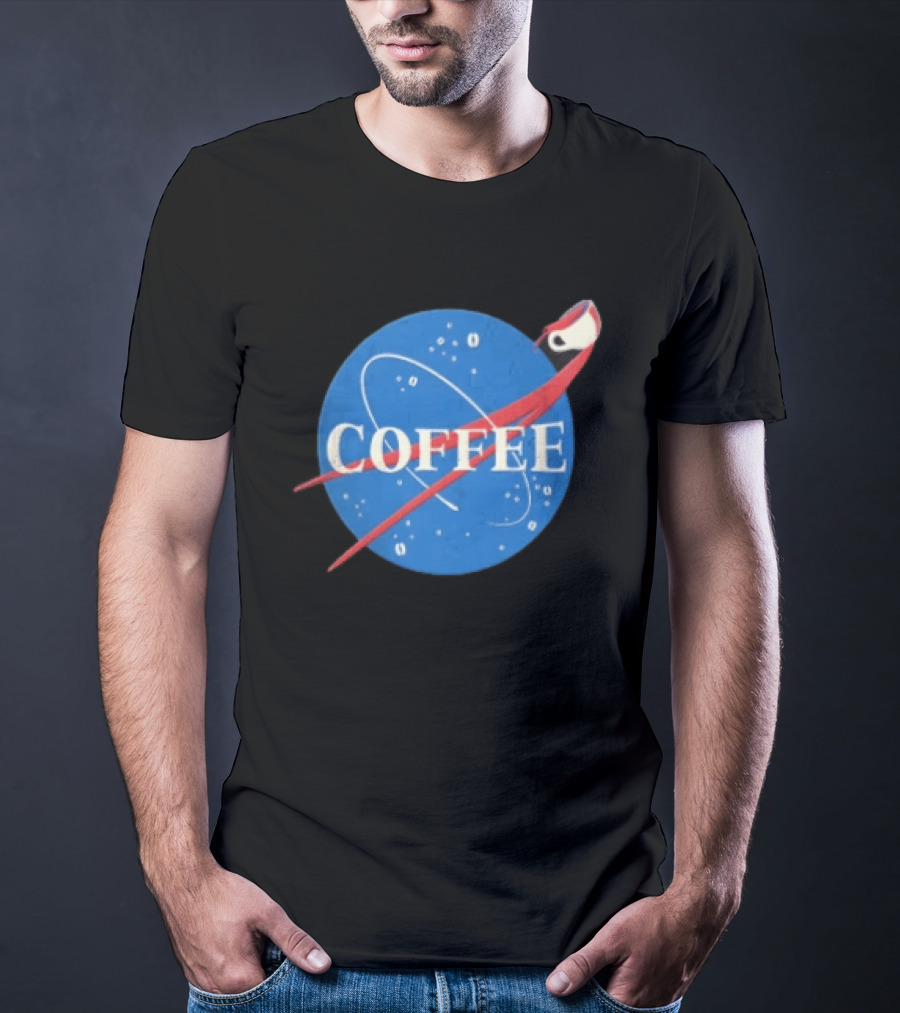 Nasa Coffee Meatball Spilling Cup Orbit Beans Distressed T-Shirt