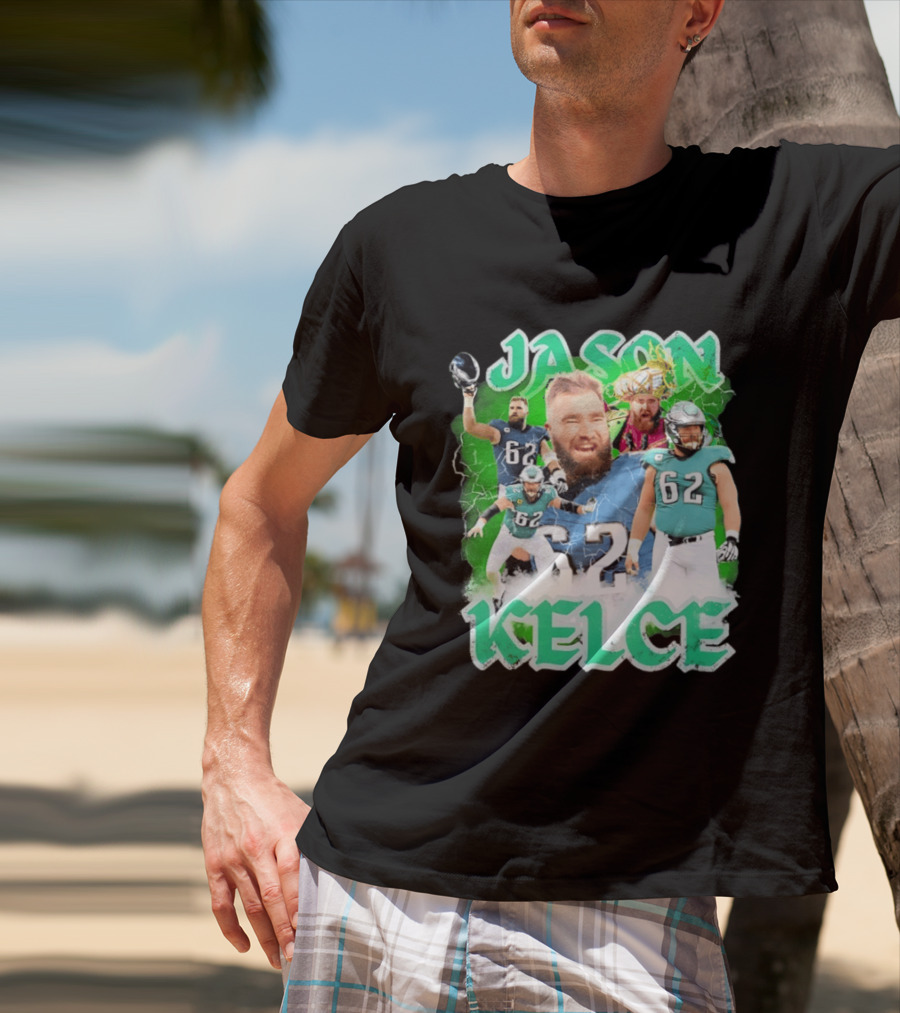 Jason Kelce 62 Philadelphia Eagles Vintage Style Football Fan T-Shirt