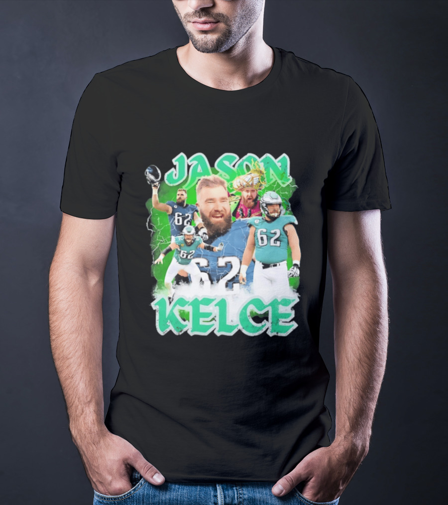 Jason Kelce 62 Philadelphia Eagles Vintage Style Football Fan T-Shirt