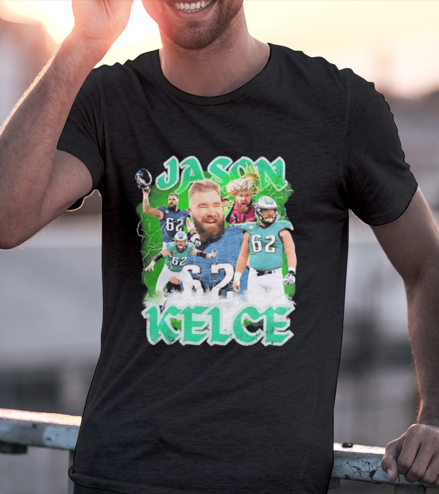 Jason Kelce 62 Philadelphia Eagles Vintage Style Football Fan T-Shirt